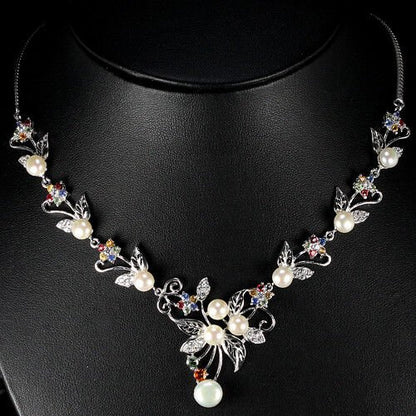 Saphir Collier Perle Silber weißvergoldet - INARA