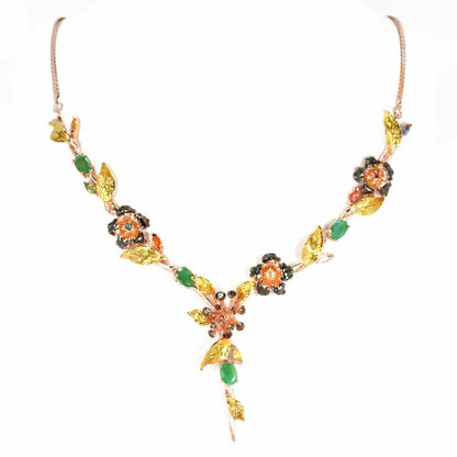 Smaragd Saphir Collier aus tricolor vergoldetem Silber - INARA