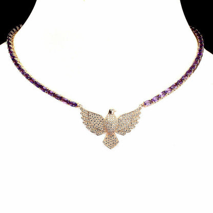 Collier Vogel Amethyst Silber rosévergoldet - INARA