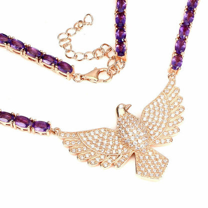 Collier Vogel Amethyst Silber rosévergoldet - INARA