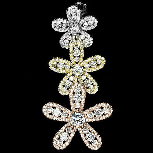 Cubic Zirconia Blüten Anhänger Tricolor Silber - INARA