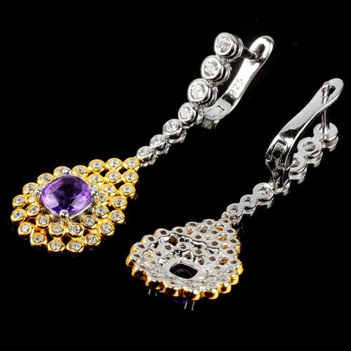 Amethyst Antikschliff Ohrringe Silber bicolor vergoldet - INARA