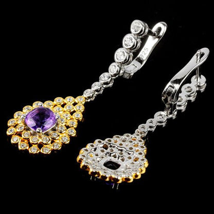 Amethyst Antikschliff Ohrringe Silber bicolor vergoldet - INARA