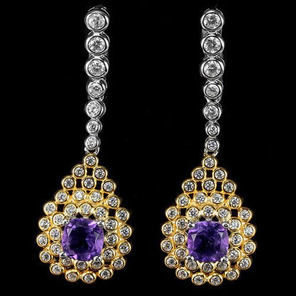Amethyst Antikschliff Ohrringe Silber bicolor vergoldet - INARA