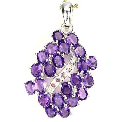 Amethyst Rhodolit Anhänger aus weißvergoldetem Silber - INARA
