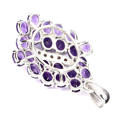 Amethyst Rhodolit Anhänger aus weißvergoldetem Silber - INARA