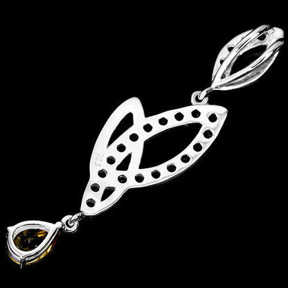 Großer Anhänger Citrin 925 Silber 585 Weißgold vergoldet Silber - INARA