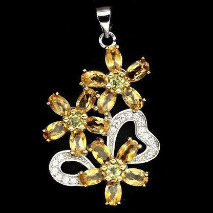 Citrin Peridot Anhänger aus bicolor vergoldetem Silber - INARA