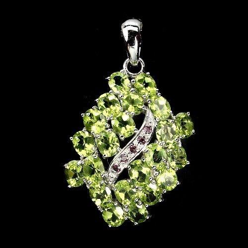 Großer Anhänger Peridot Rhodolit 925 Silber 585 Weißgold vergoldet Silber - INARA