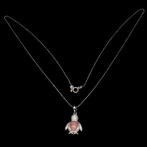 Halskette Anhänger Pinguin rosa Opal 925 Silber 585 Weißgold vergoldet Silber - INARA