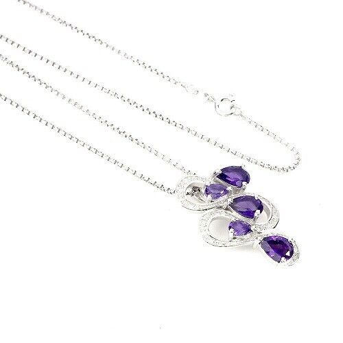 Halskette mit Anhänger Amethyst 925 Silber 585 Weißgold vergoldet Silber - INARA