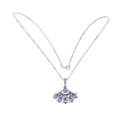 Halskette mit Amethyst Anhänger aus weißvergoldetem Silber - INARA