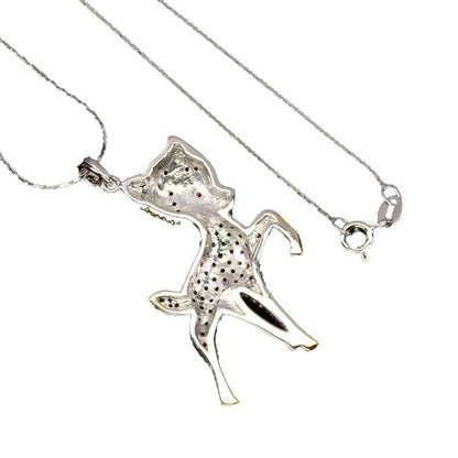 Halskette mit Anhänger Bambi Reh Saphir gelb 925 Silber 585 bicolor vergoldet Silber - INARA
