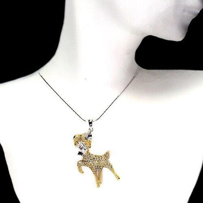 Halskette mit Anhänger Bambi Reh Saphir gelb 925 Silber 585 bicolor vergoldet Silber - INARA