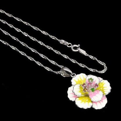 Halskette mit Anhänger Turmalin Silber weißvergoldet - INARA