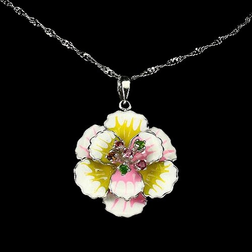 Halskette mit Anhänger Turmalin Silber weißvergoldet - INARA