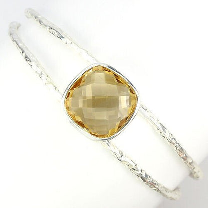 Citrin Antikschliff Armreif aus weißvergoldetem Silber - INARA