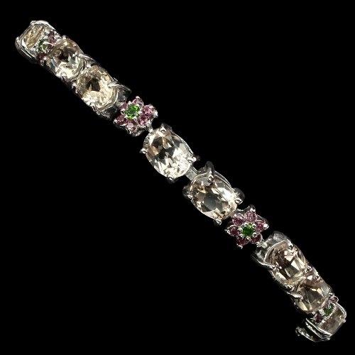 Imperialtopas Chromdiopsid Rhodolit Armband Silber - INARA