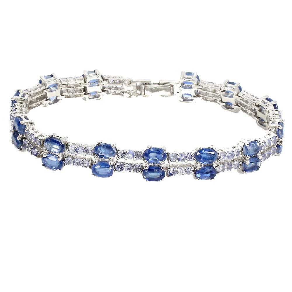 Kyanit Tansanit Armband aus weißvergoldetem Silber - INARA