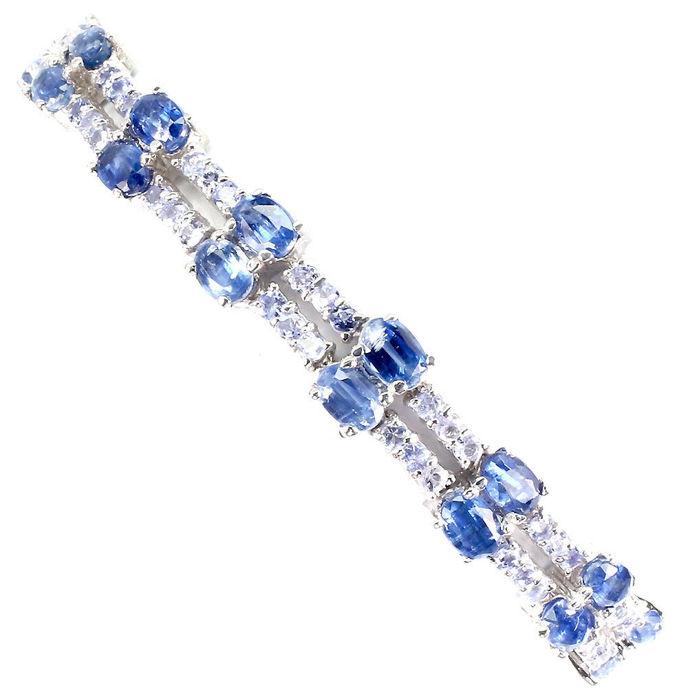 Kyanit Tansanit Armband aus weißvergoldetem Silber - INARA