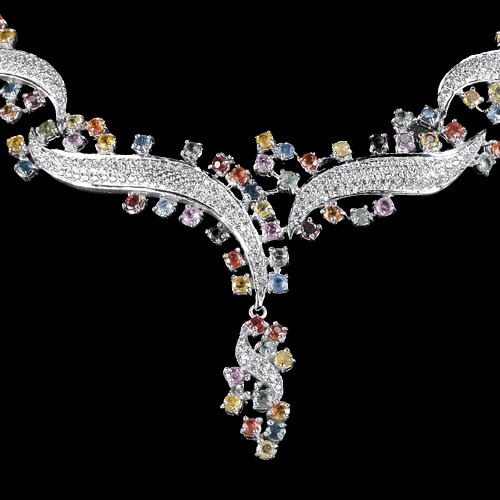 Mehrfarbiges Saphir Collier Silber - INARA