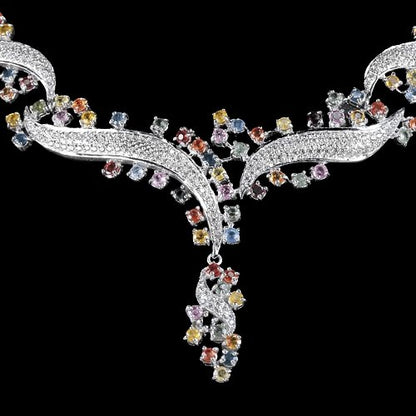 Mehrfarbiges Saphir Collier Silber - INARA