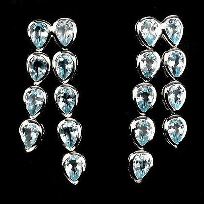 Blautopas Sky Blue Ohrringe aus weißvergoldetem Silber - INARA