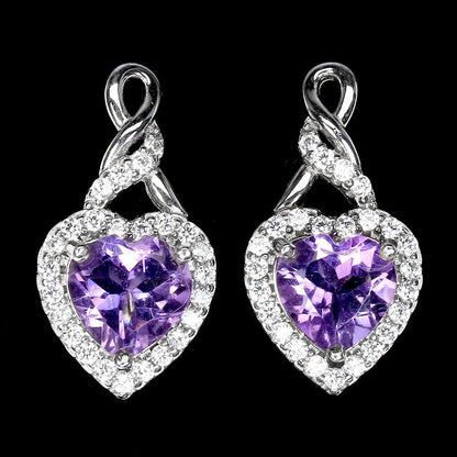 Ohrringe Herz Amethyst Silber - INARA