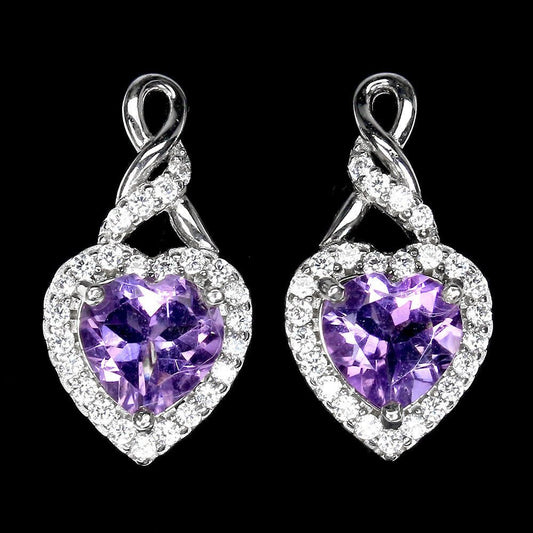 Ohrringe Herz Amethyst Silber - INARA