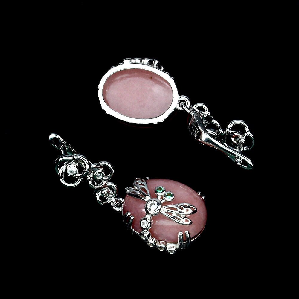 Ohrringe Libelle Opal rosa 925 Silber 585 Weißgold vergoldet Silber - INARA
