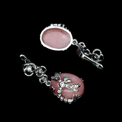 Ohrringe Libelle Opal rosa 925 Silber 585 Weißgold vergoldet Silber - INARA