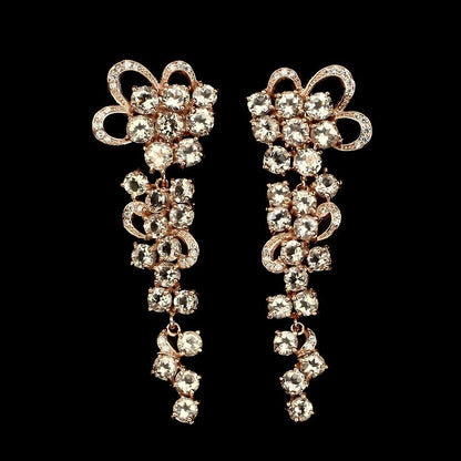Ohrringe Morganit 925 Silber 585 Roségold vergoldet Silber - INARA