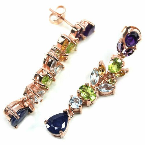 Ohrringe Saphir Peridot Citrin Amethyst Blautopas 925 Silber 585 rosévergoldet Silber - INARA
