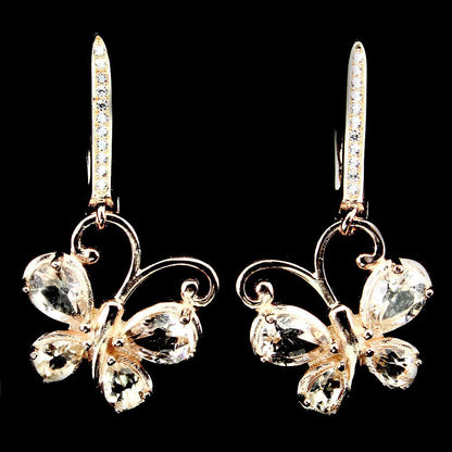 Ohrringe Schmetterling Morganit 925 Silber 585 Roségold vergoldet Silber - INARA