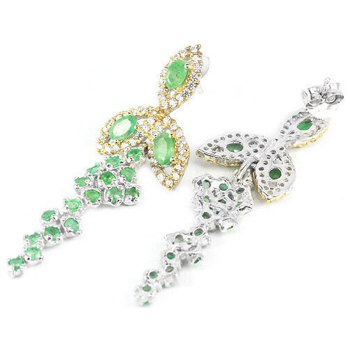 Ohrringe Smaragd 925 Silber 585 bicolor vergoldet Silber - INARA