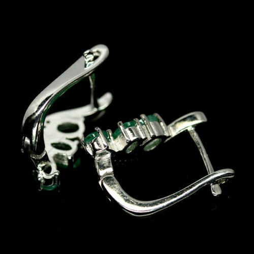 Smaragd Ohrringe aus weißvergoldetem Silber - INARA