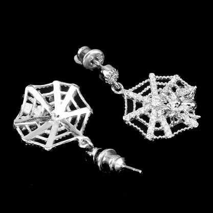 Zirkonia Spinne Ohrringe aus weißvergoldetem Silber - INARA
