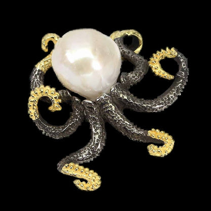 Perle Oktopus Anhänger aus vergoldetem Silber - INARA