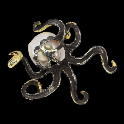 Perle Oktopus Anhänger aus vergoldetem Silber - INARA