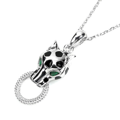 Zirkonia Raubkatze Anhänger mit Halskette aus weißvergoldetem Silber - INARA