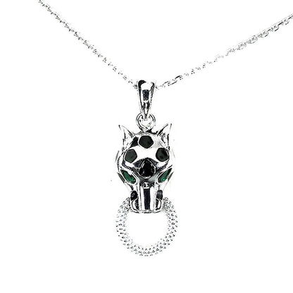 Zirkonia Raubkatze Anhänger mit Halskette aus weißvergoldetem Silber - INARA