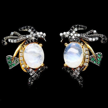 Regenbogen Mondstein Ohrringe Silber - INARA