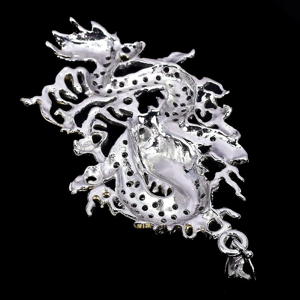Rhodolit Chromdiopsid Amethyst Drache Anhänger aus bicolor vergoldetem Silber - INARA