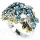 Ring Blautopas London 925 Silber 585 bicolor vergoldet Gr. 55 Silber - INARA