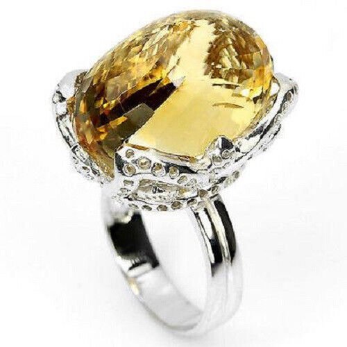 Ring Citrin 21x14 mm 925 Silber 585 Weißgold vergoldet Gr. 56 Silber - INARA