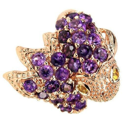 Ring Fisch Amethyst Citrin Silber rosévergoldet - INARA