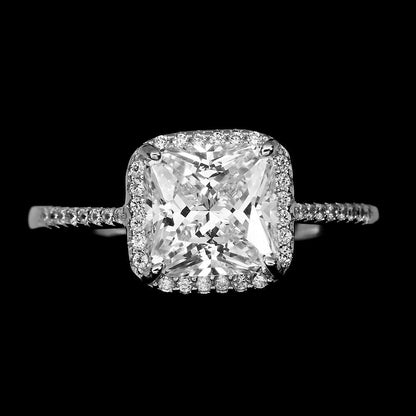 Zirkonia Princess Cut Ring aus weißvergoldetem Silber - INARA