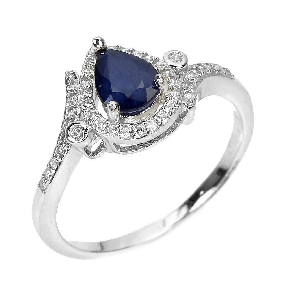 Ring Saphir blau 925 Silber 585 Weißgold vergoldet Gr. 54 Silber - INARA