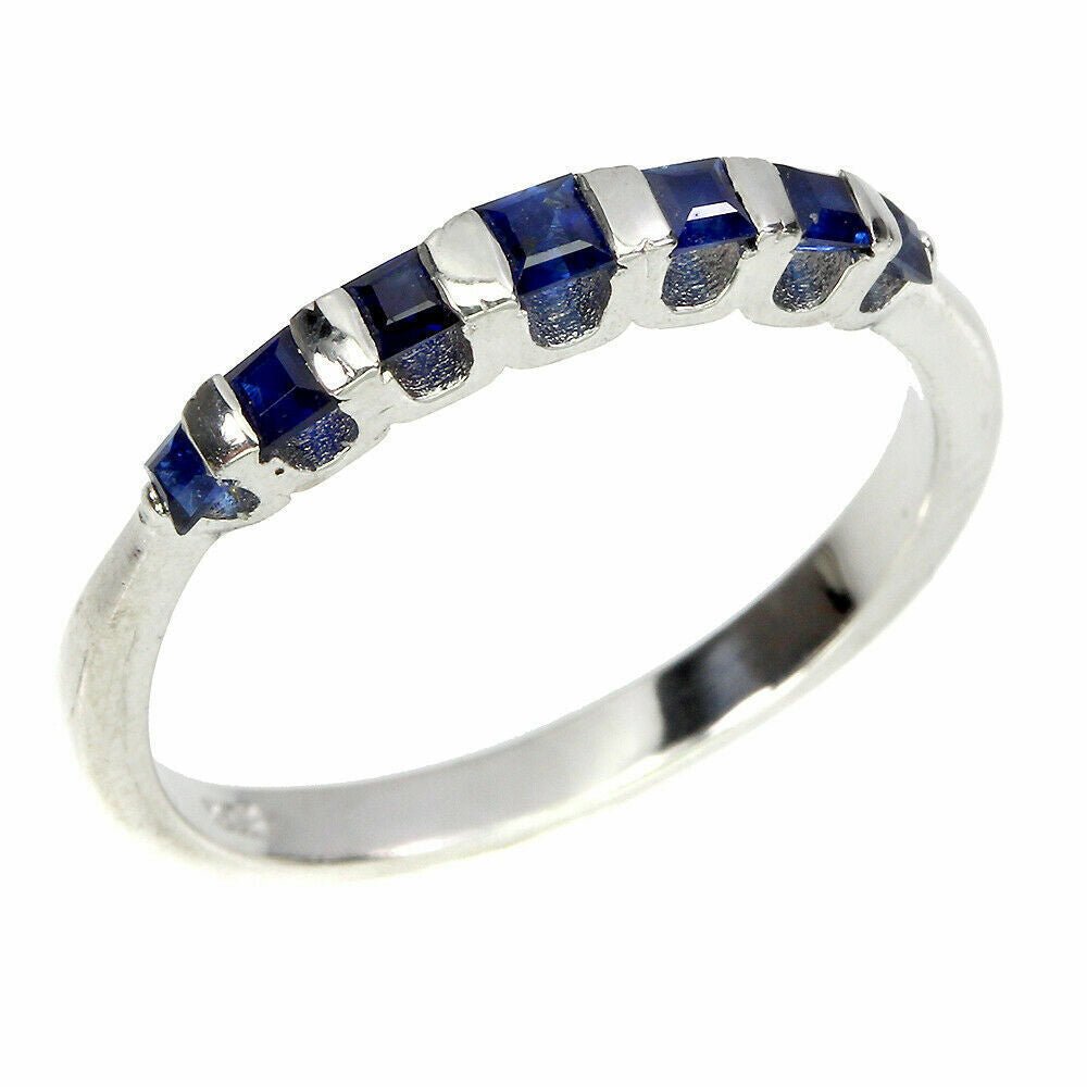 Ring Saphir blau Quadratschliff 925 Silber 585 Weißgold vergoldet Gr. 56 Silber - INARA