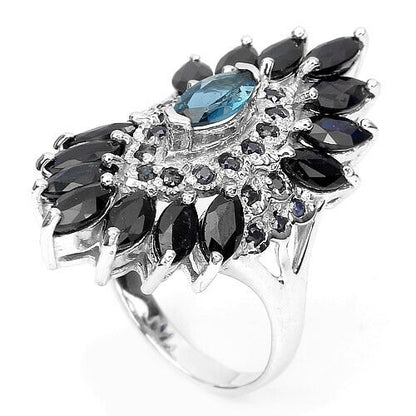 Saphir Blautopas Ring aus weißvergoldetem Silber - INARA